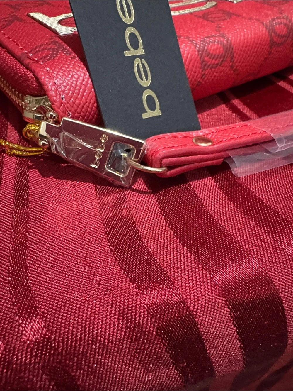 bebe Candy Apple Red Briella Wristlet, clutch,wallet